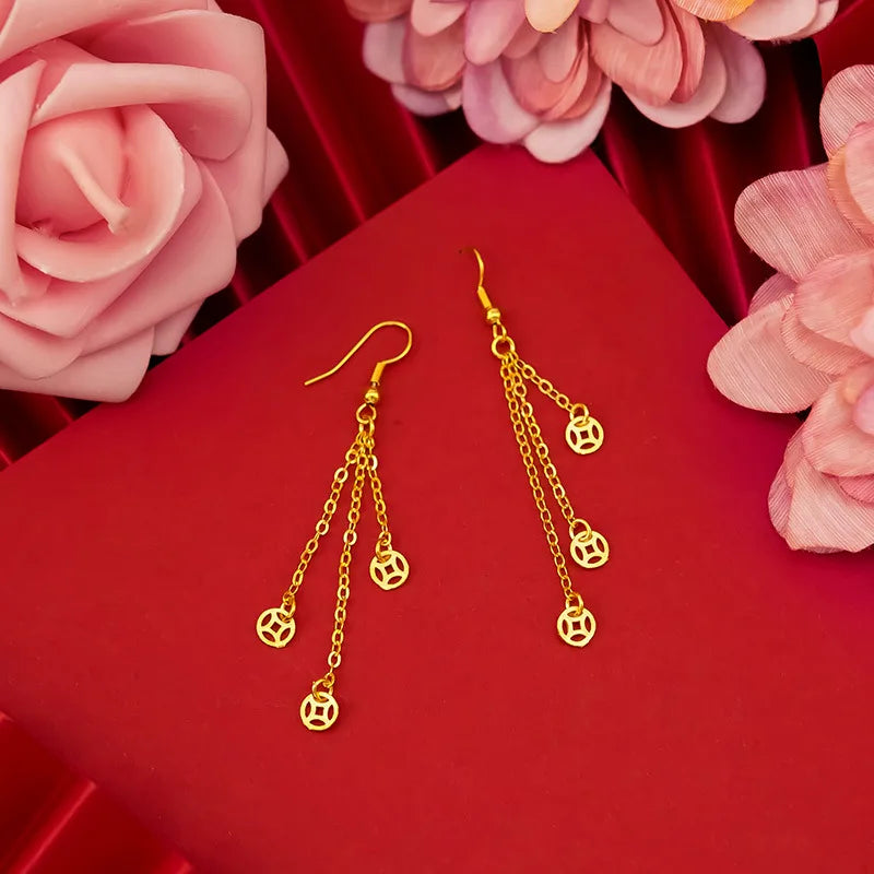 18K Gold Drop Earrings Five-pointed Star Jewelry