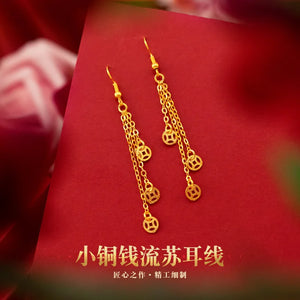 18K Gold Drop Earrings Five-pointed Star Jewelry