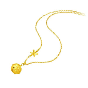 18K Snowflake Bell Necklace for Women Bride 999 Fine Jewelry