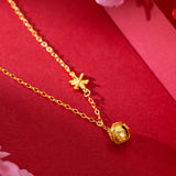18K Snowflake Bell Necklace for Women Bride 999 Fine Jewelry