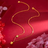 18K Snowflake Bell Necklace for Women Bride 999 Fine Jewelry