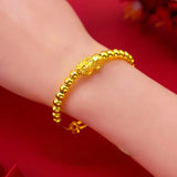 18K Golden Pixiu Bracelet Fine Jewelry Bangle for Women
