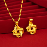 18K Chinese Knot Leaf Pendant Necklace Solid 999 Chain Women Fine Jewelry