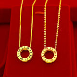 Real 18K Pendant Necklace Round Leaf Solid 999 Chain Fine Jewelry