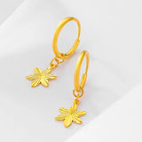 Real 18K Star Smart Earrings 999 Yellow Fine Jewelry