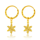 Real 18K Star Smart Earrings 999 Yellow Fine Jewelry