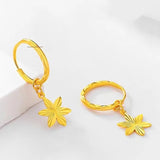 Real 18K Star Smart Earrings 999 Yellow Fine Jewelry