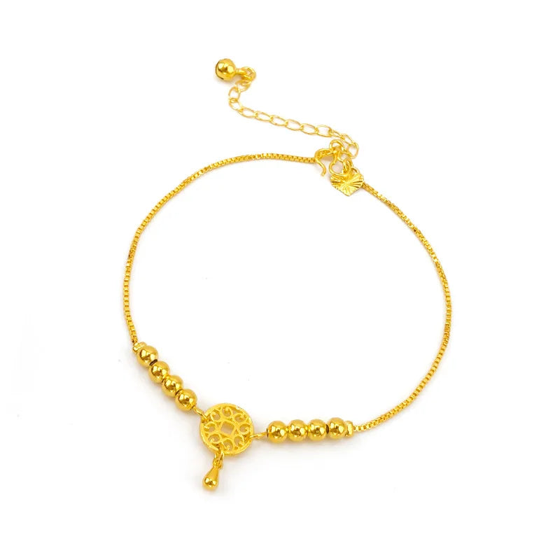 18K Bell Anklet Dream Catcher Bell Beads Chain for Women