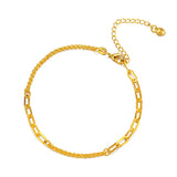 18K Twisted Chain Bracelet Pure Adjustable Hemp Rope Chain Women's Jewelry