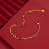 18K Twisted Chain Bracelet Pure Adjustable Hemp Rope Chain Women's Jewelry