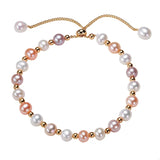 Real 18K Pink Pearl Bracelet with Adjustable Chain