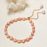 Real 18K Pink Pearl Bracelet with Adjustable Chain