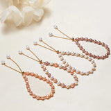 Real 18K Pink Pearl Bracelet with Adjustable Chain