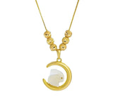 18K Gold Moon Jade Rabbit Pendant Necklace for Women