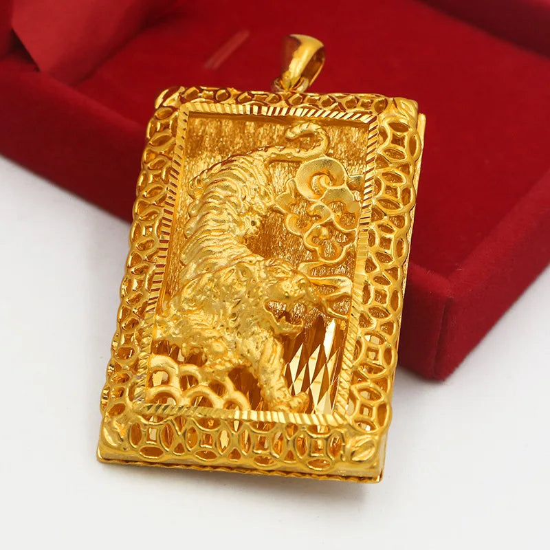 Real 18K Plated Tiger Pendant for Men Father Jewelry