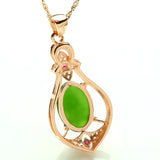 18K Rose Jade Necklace Pendant for Women Brincos 18k Jewelry Bijoux Femme
