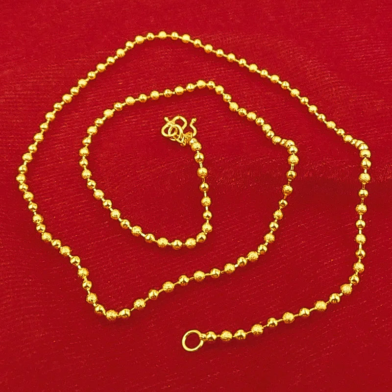 18K Yellow BIRTHDAY Beads Necklace for Women with Box