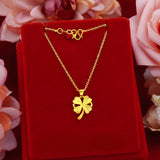 18k 3D Hard Clover Pendant Necklace for Women Bride Chain Necklace