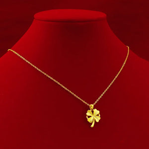 18k 3D Hard Clover Pendant Necklace for Women Bride Chain Necklace