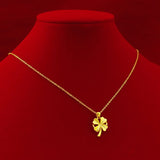 18k 3D Hard Clover Pendant Necklace for Women Bride Chain Necklace