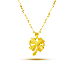 18k 3D Hard Clover Pendant Necklace for Women Bride Chain Necklace