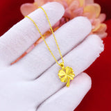 18k 3D Hard Clover Pendant Necklace for Women Bride Chain Necklace