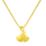 18k Ginkgo Leaf Pendant Necklace for Women Bride Chain Necklace