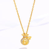 18k 3D Fortune Purse Pendant Necklace for Women