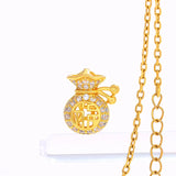 18k 3D Fortune Purse Pendant Necklace for Women
