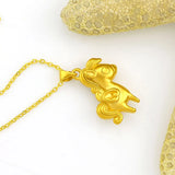 18k 3D Hard Pony Pendant Necklace for Women Bride