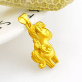 18k 3D Hard Pony Pendant Necklace for Women Bride