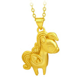 18k 3D Hard Pony Pendant Necklace for Women Bride