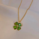 18k Clover Necklace Cat's Eye Petal Chain for Women