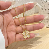 18k Clover Necklace Cat's Eye Petal Chain for Women