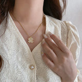 18k Clover Necklace Cat's Eye Petal Chain for Women
