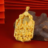 18K Hollow Guan Gong Pendant for Men 999 Pendant with Chain