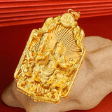 18K Hollow Guan Gong Pendant for Men 999 Pendant with Chain