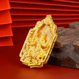 18K Hollow Guan Gong Pendant for Men 999 Pendant with Chain