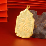 18K Hollow Guan Gong Pendant for Men 999 Pendant with Chain