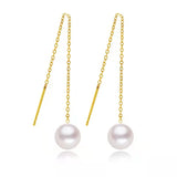 18k Natural Freshwater Pearl Ear Threads Women's Earring