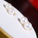 18k Natural Freshwater Pearl Stud Earrings Women's Au750 Classic Women Earring