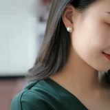 18k Natural Freshwater Pearl Stud Earrings Women's Au750 Classic Women Earring