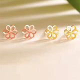 18k Plum Blossom Stud Earrings Au750 Party Pop Studs Earrings Jewelry
