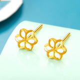 18k Plum Blossom Stud Earrings Au750 Party Pop Studs Earrings Jewelry