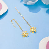 18k Snowflake Earrings Au750 Party Pop Earrings Jewelry for Women