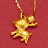 18k Yellow Pendant Necklace for Women Love Pendant Chain Necklace