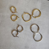 18k Yellow Round Tiny Hoop Earrings 925 Sterling Silver Latch Back