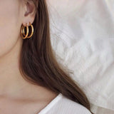 18k Yellow Round Tiny Hoop Earrings 925 Sterling Silver Latch Back