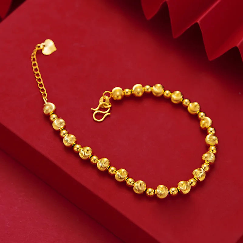 18k 5.5mm Cat's Eye Bead Bracelet Adjustable Wedding Chain