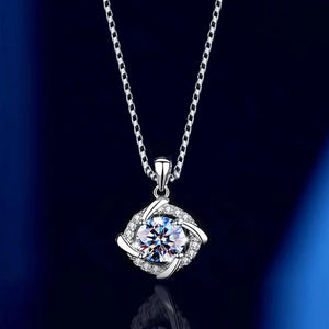 1ct Moissanite Windmill Pendant Necklace 925 Sterling Silver